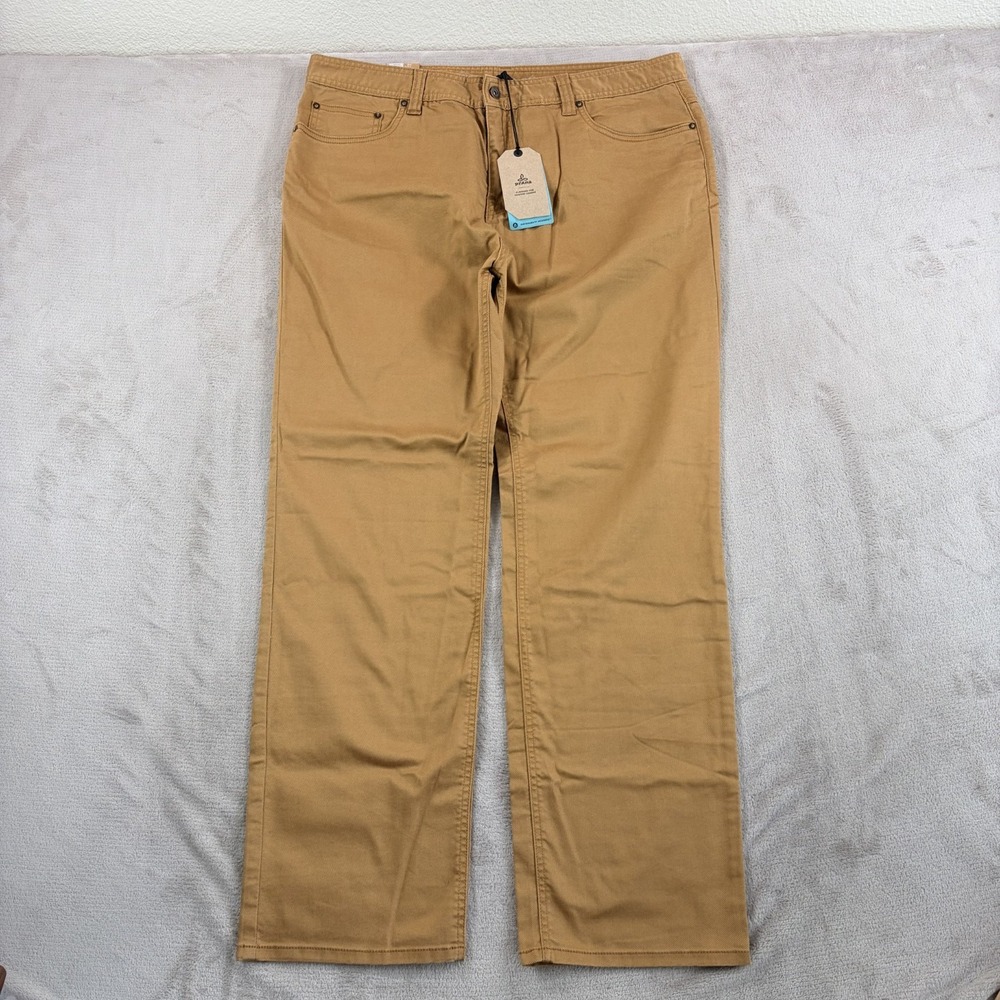 prAna Bridger Slim Fit Jeans in Embark Brown Denim Men 40x32 Outdoors NWT $90